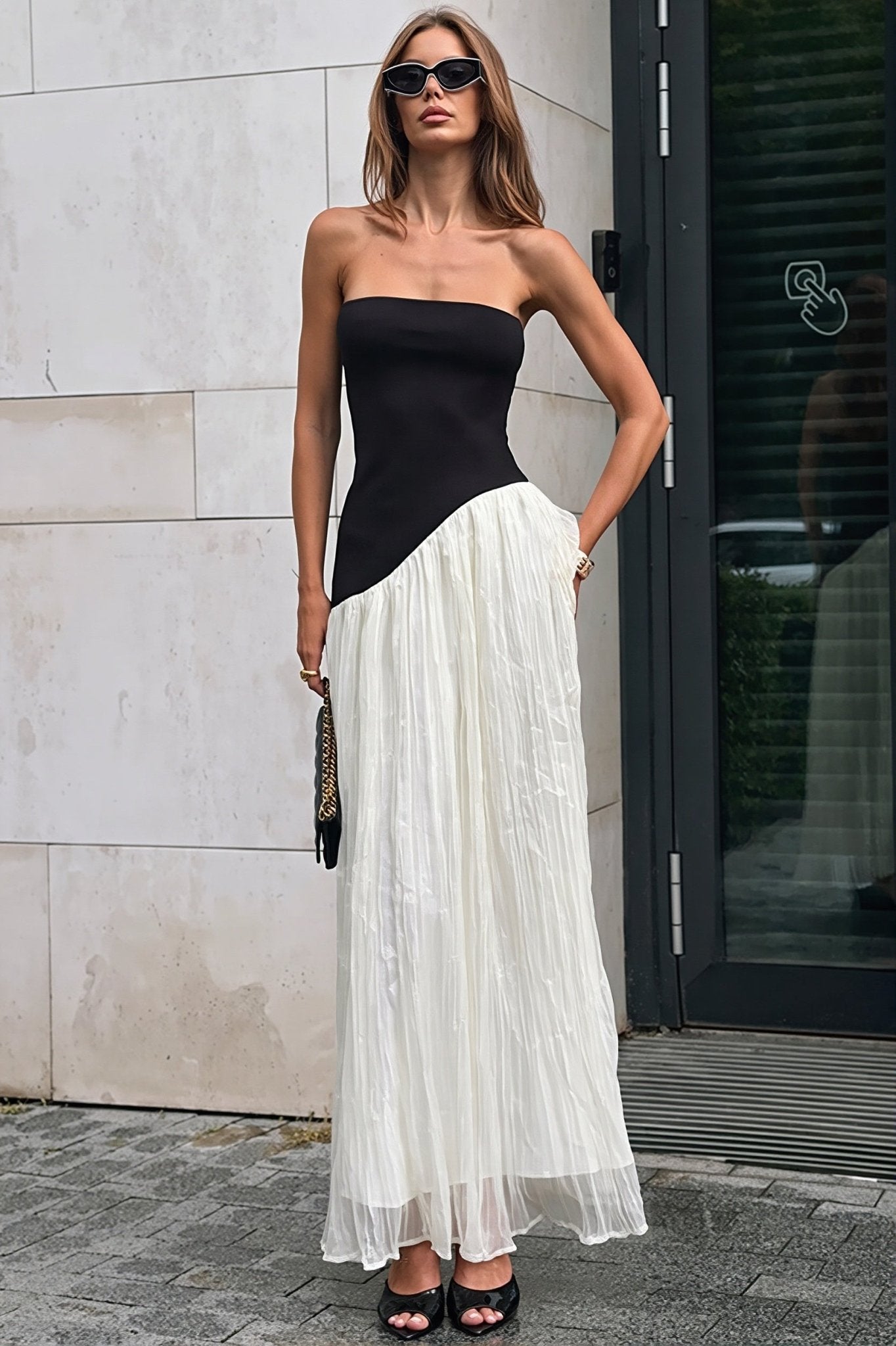 Robe longue irrégulière Tessa Contrast