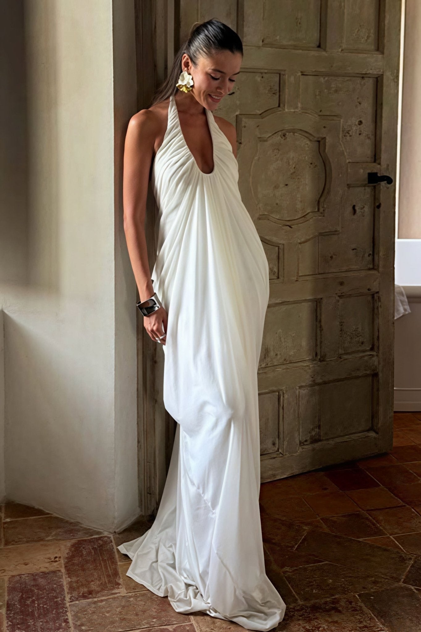 Robe maxi Celia en tulle à volants
