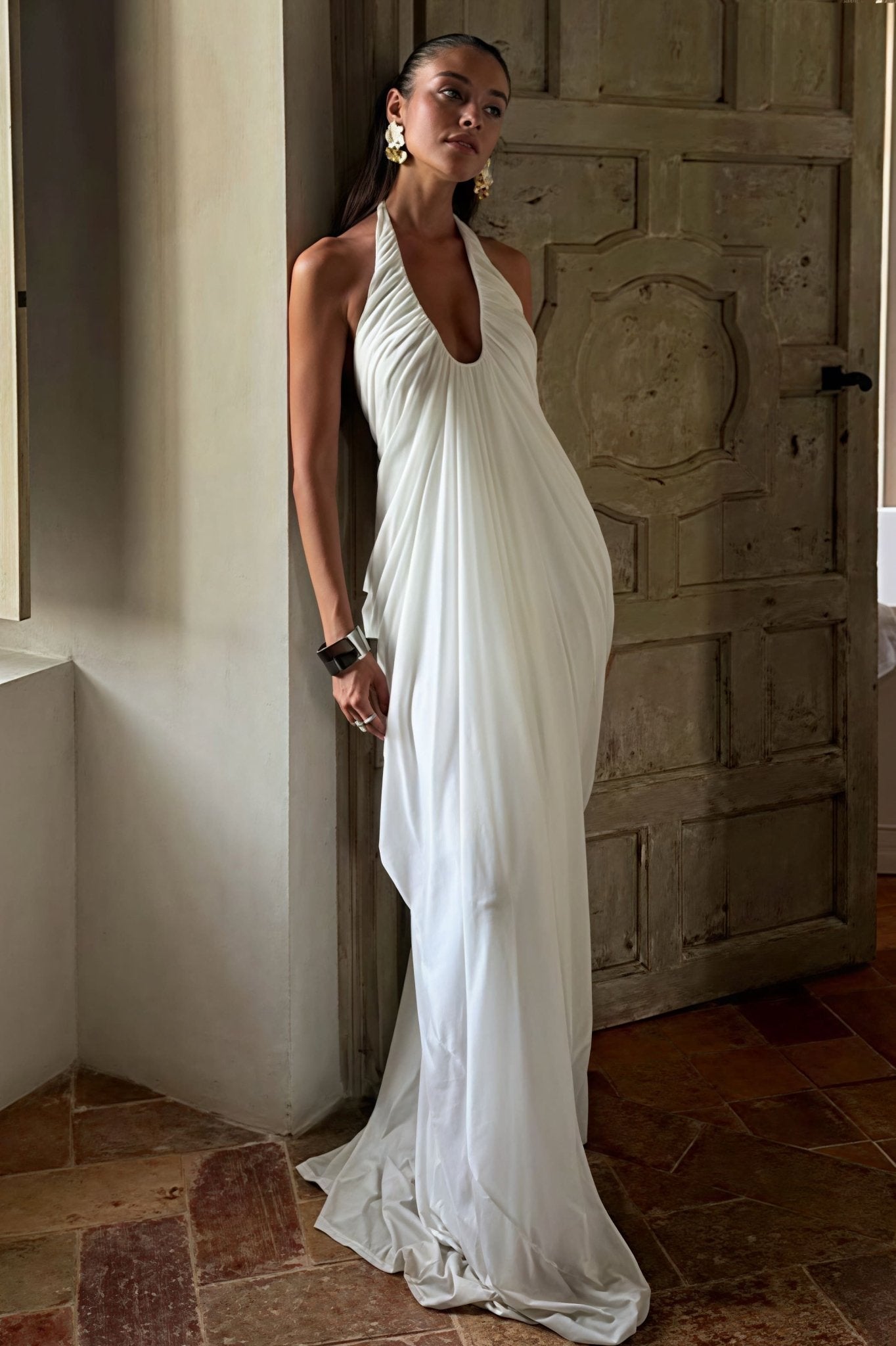 Robe maxi Celia en tulle à volants
