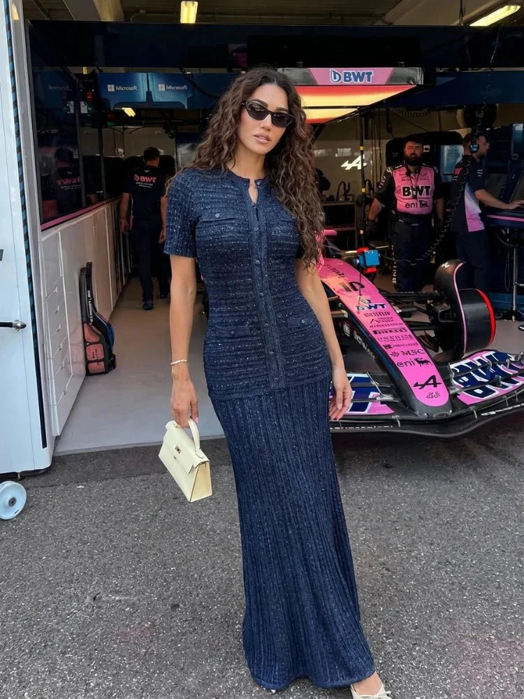 Robe longue en maille à sequins Sadie