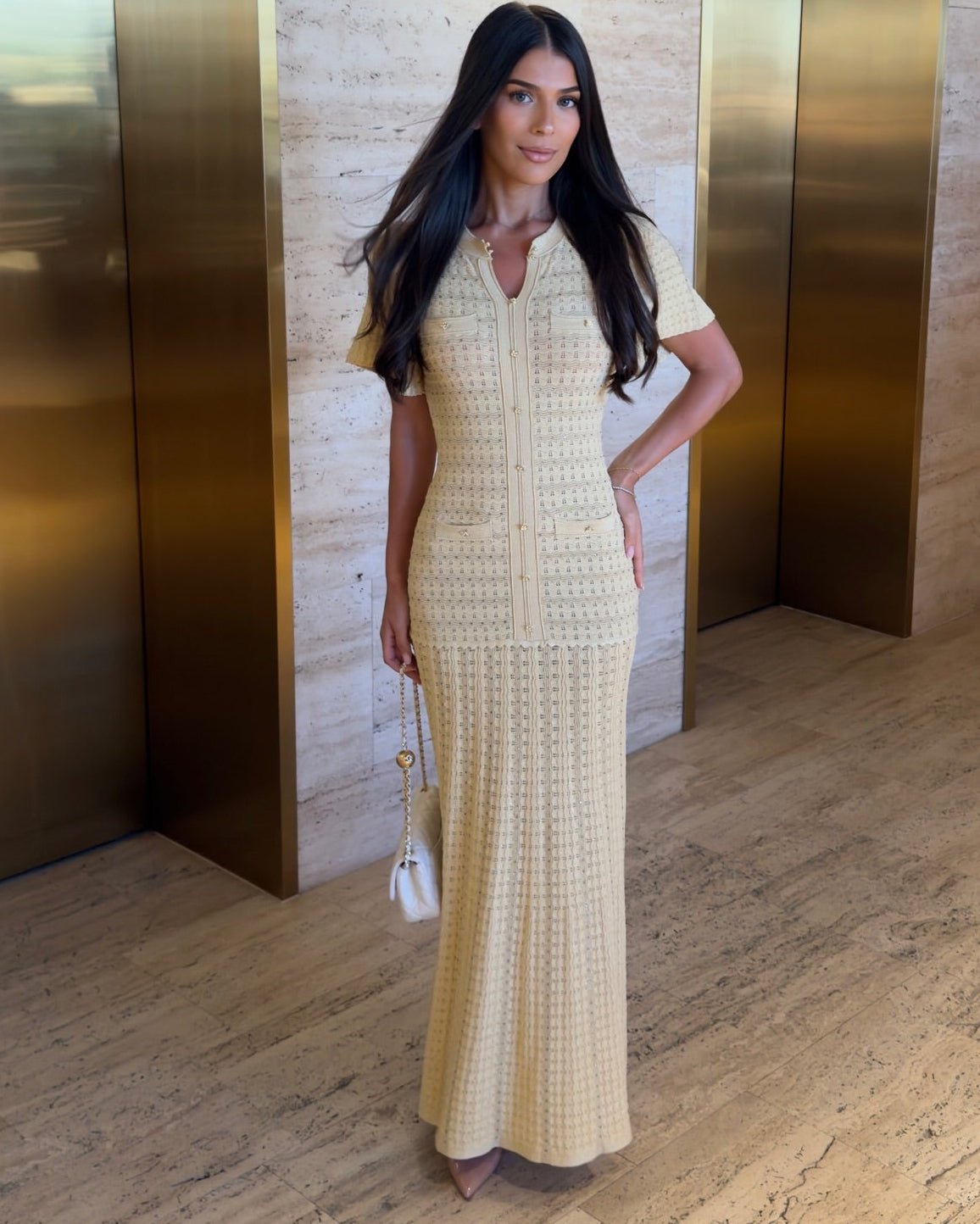 Robe longue en maille à sequins Sadie