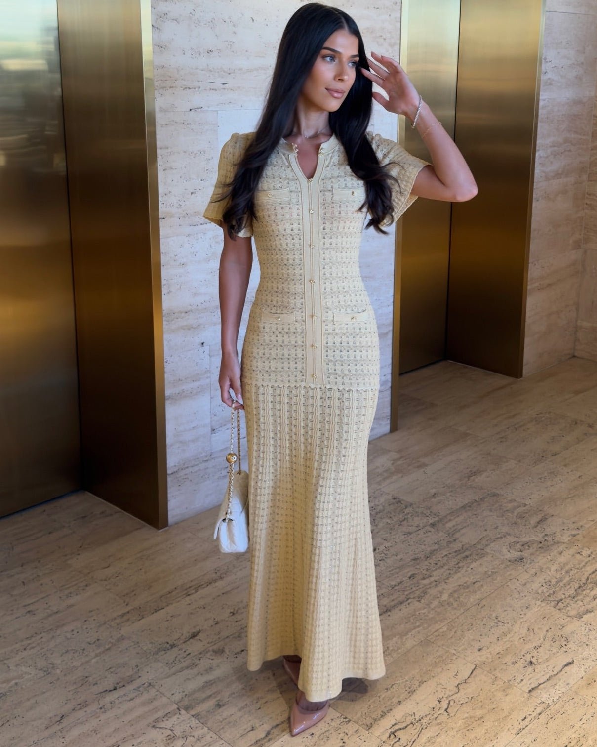 Robe longue en maille à sequins Sadie