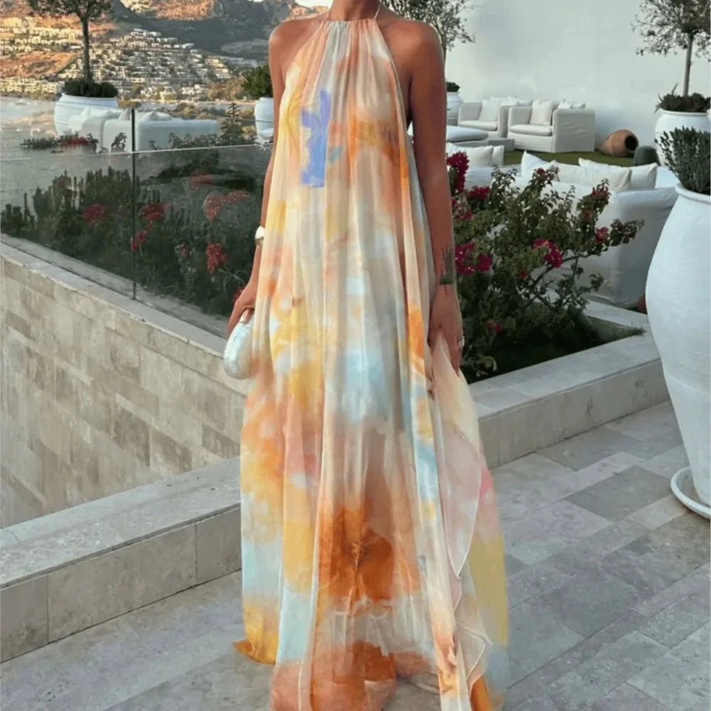 Robe maxi Megan à col halter et laçage