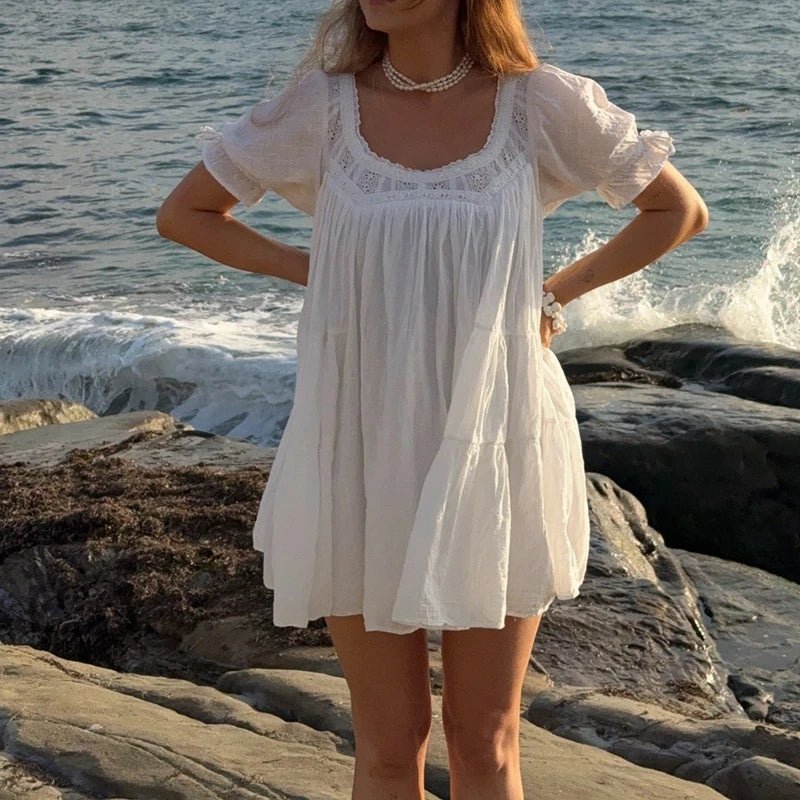 Robe babydoll Bianca à manches bouffantes