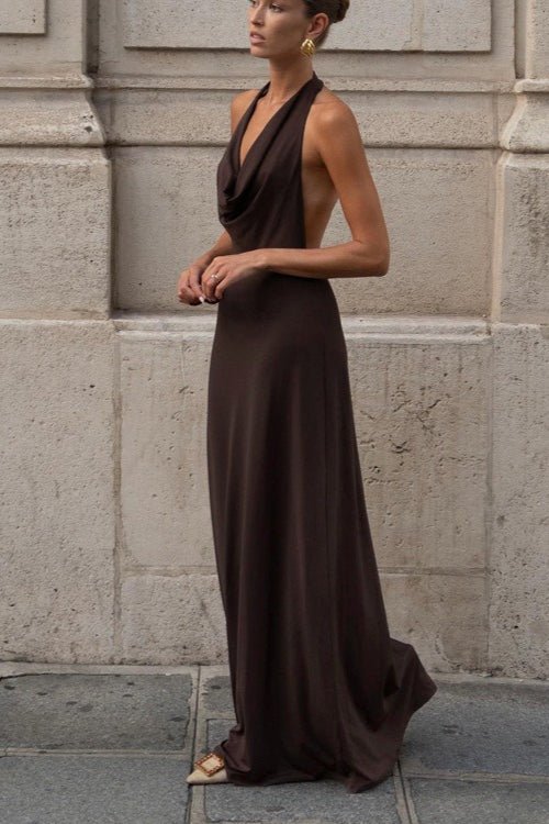 Robe longue Margot dos nu à col halter