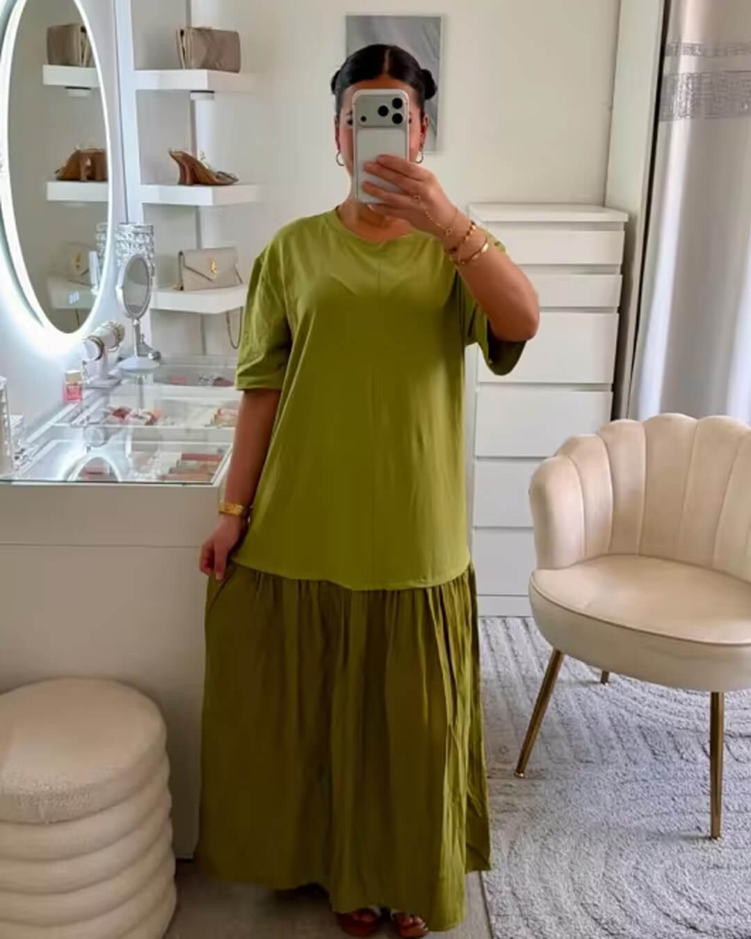 Robe midi Amybeth plissée patchwork