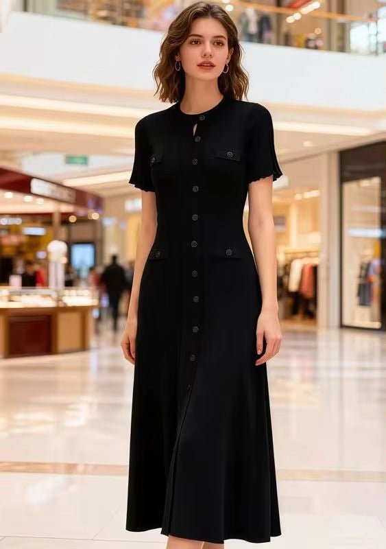 Robe midi en maille Margot boutonnée devant