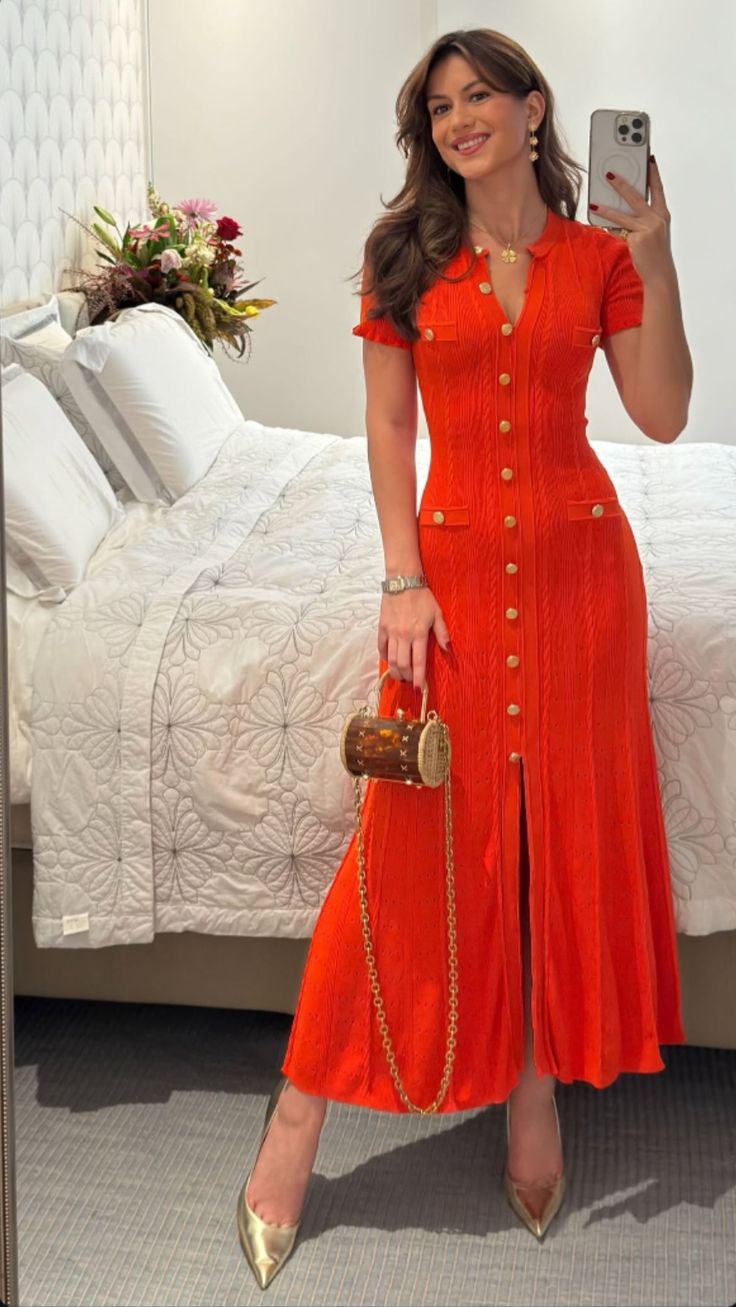 Robe midi en maille Margot boutonnée devant