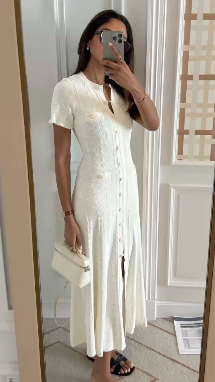 Robe midi en maille Margot boutonnée devant