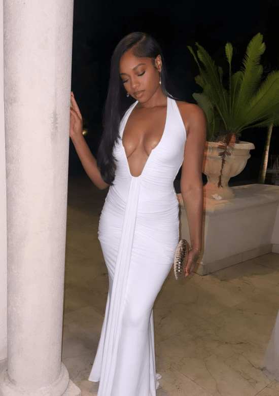 Robe maxi froncée Kelly à col halter
