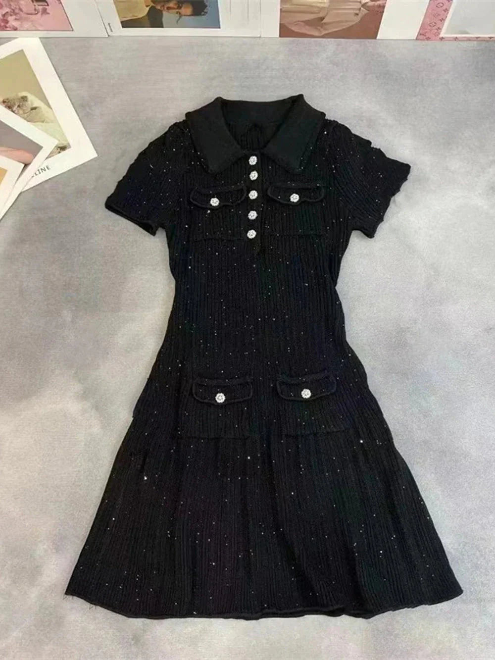 Robe mini Emelia en maille à sequins