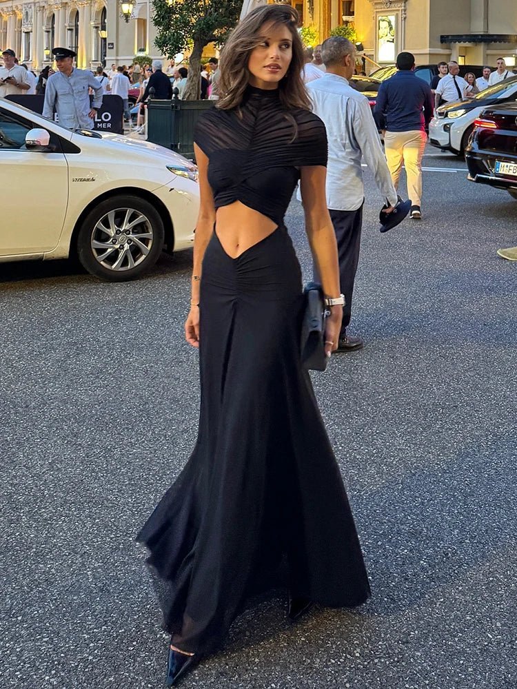 Robe longue moulante froncée Natasha
