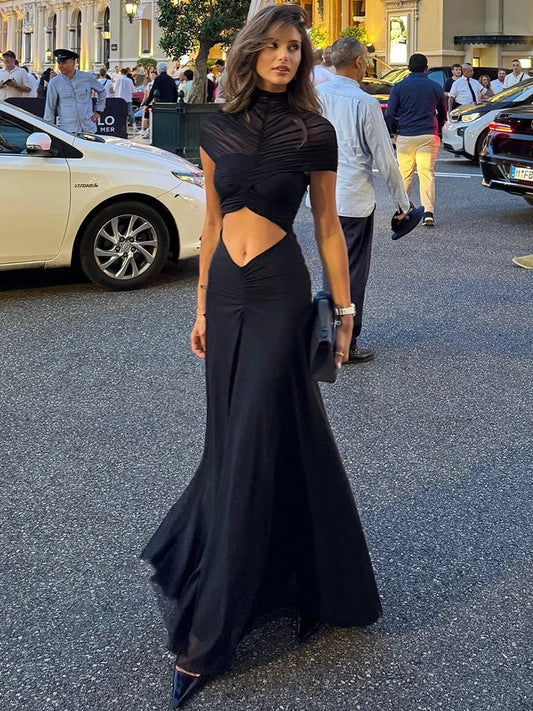 Robe longue moulante froncée Natasha