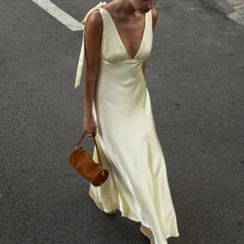 Melanie Satin Tie Strap Maxi Dress