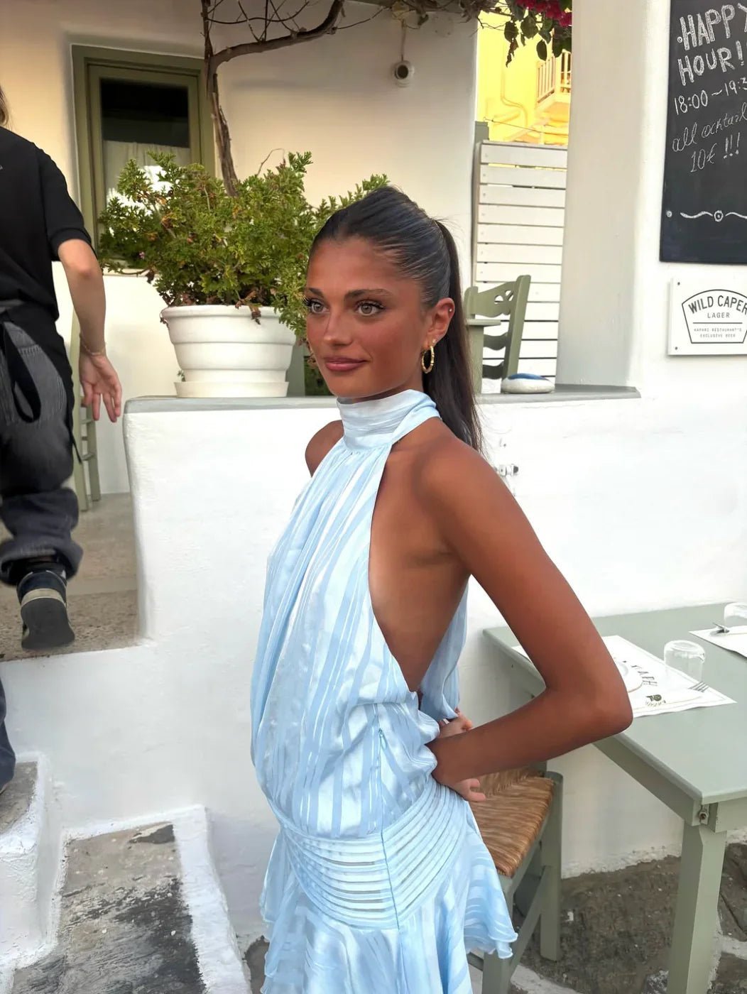 Robe mini à rayures Matilda dos nu halter