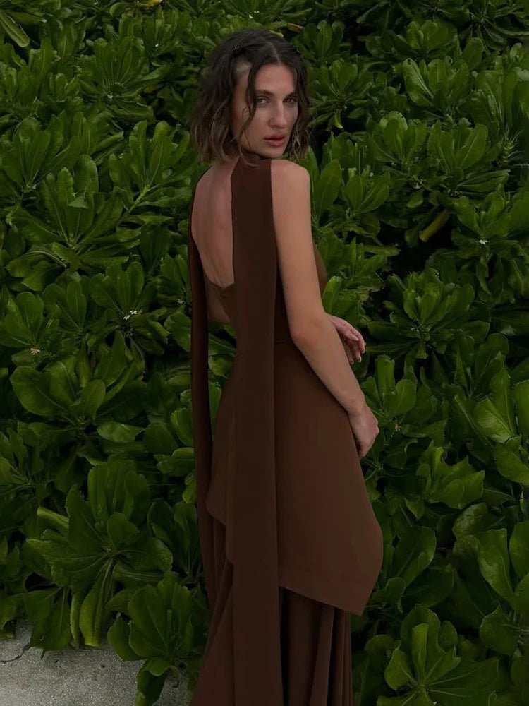 Robe longue Valentina sans bretelles en maille