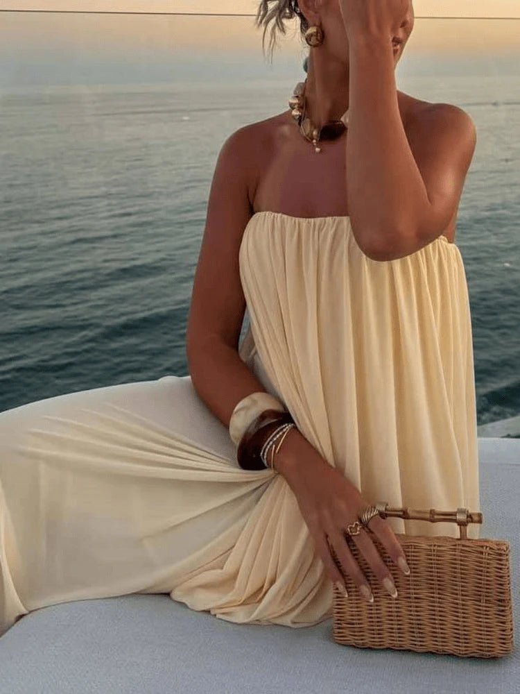 Erika robe maxi plissée sans bretelles
