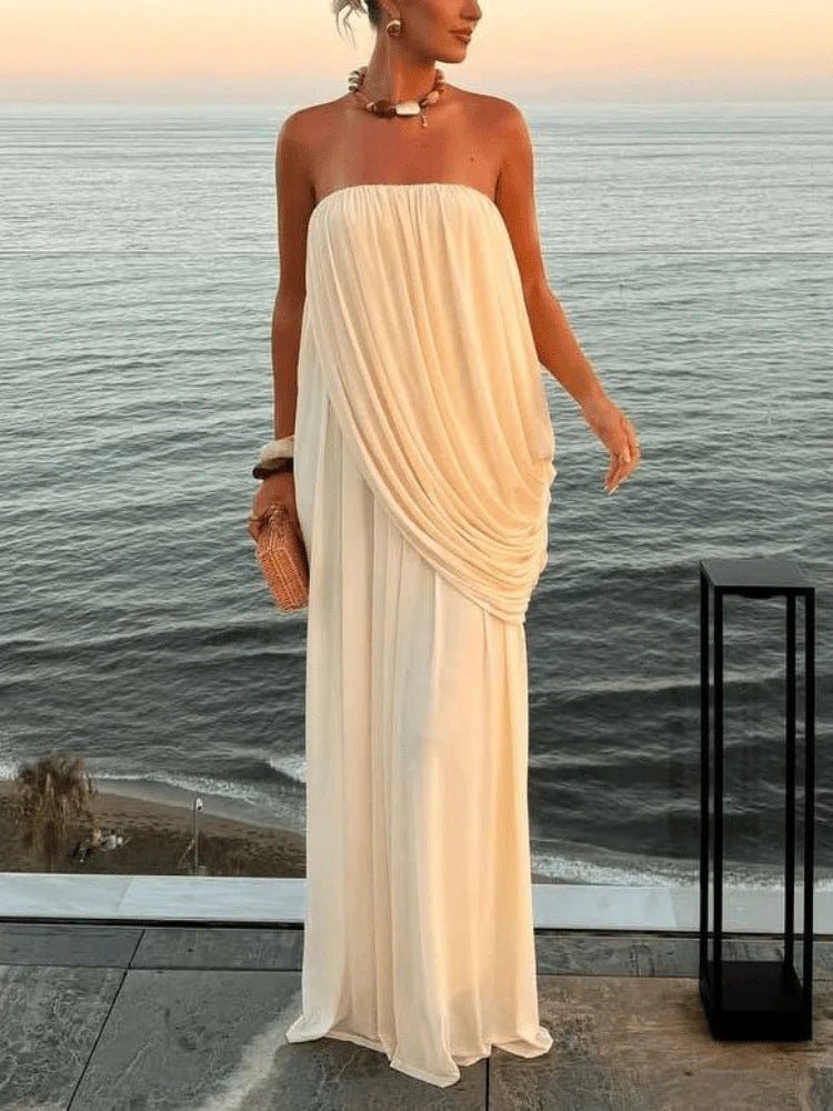 Erika robe maxi plissée sans bretelles