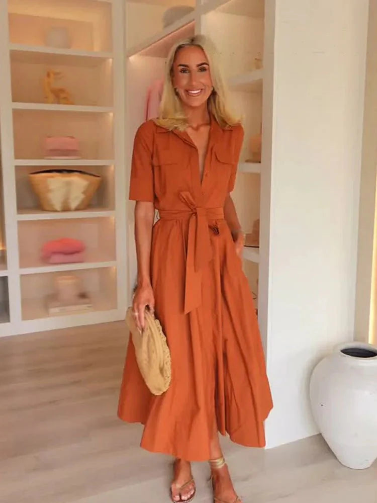 Robe chemise Karen à taille nouée