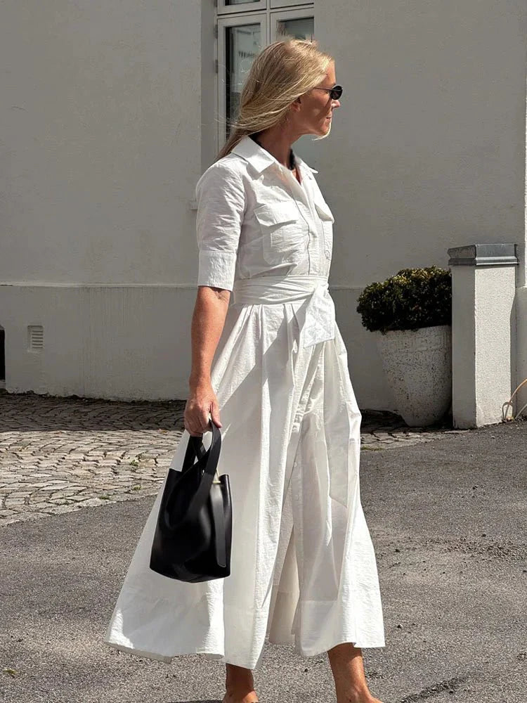 Robe chemise Karen à taille nouée