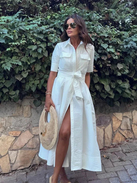 Robe chemise Karen à taille nouée