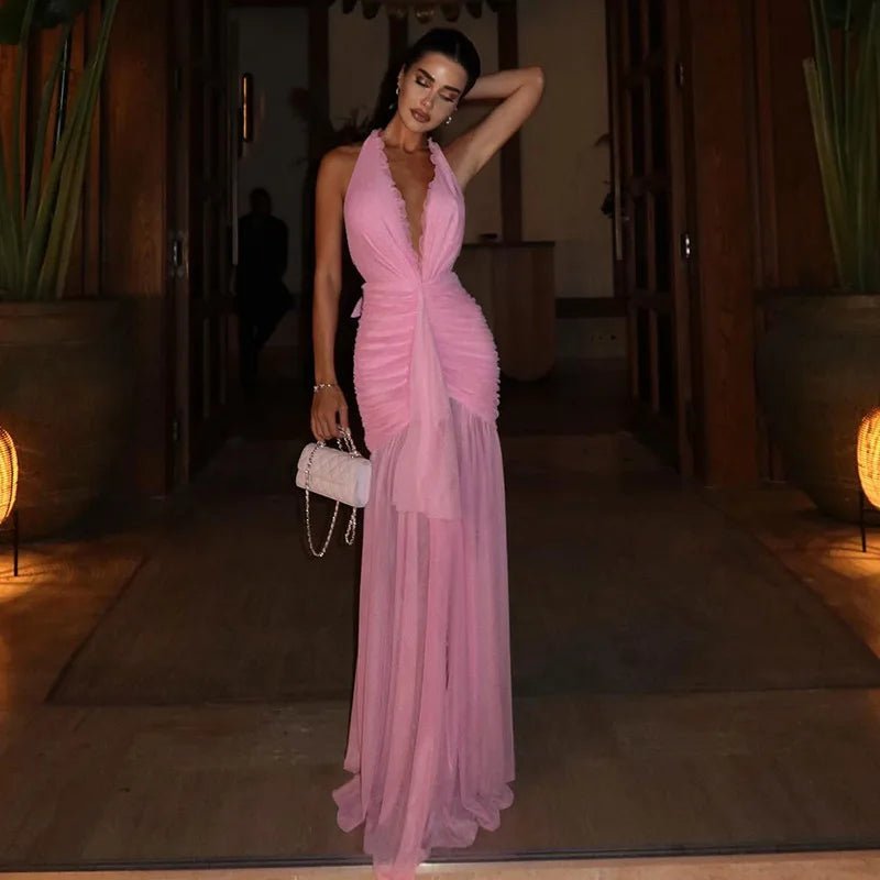 Sabine robe maxi halter en mesh