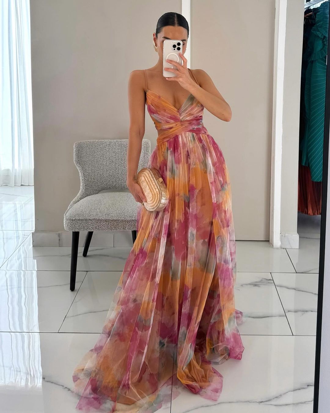 Naomi Floral Mesh Maxi Dress