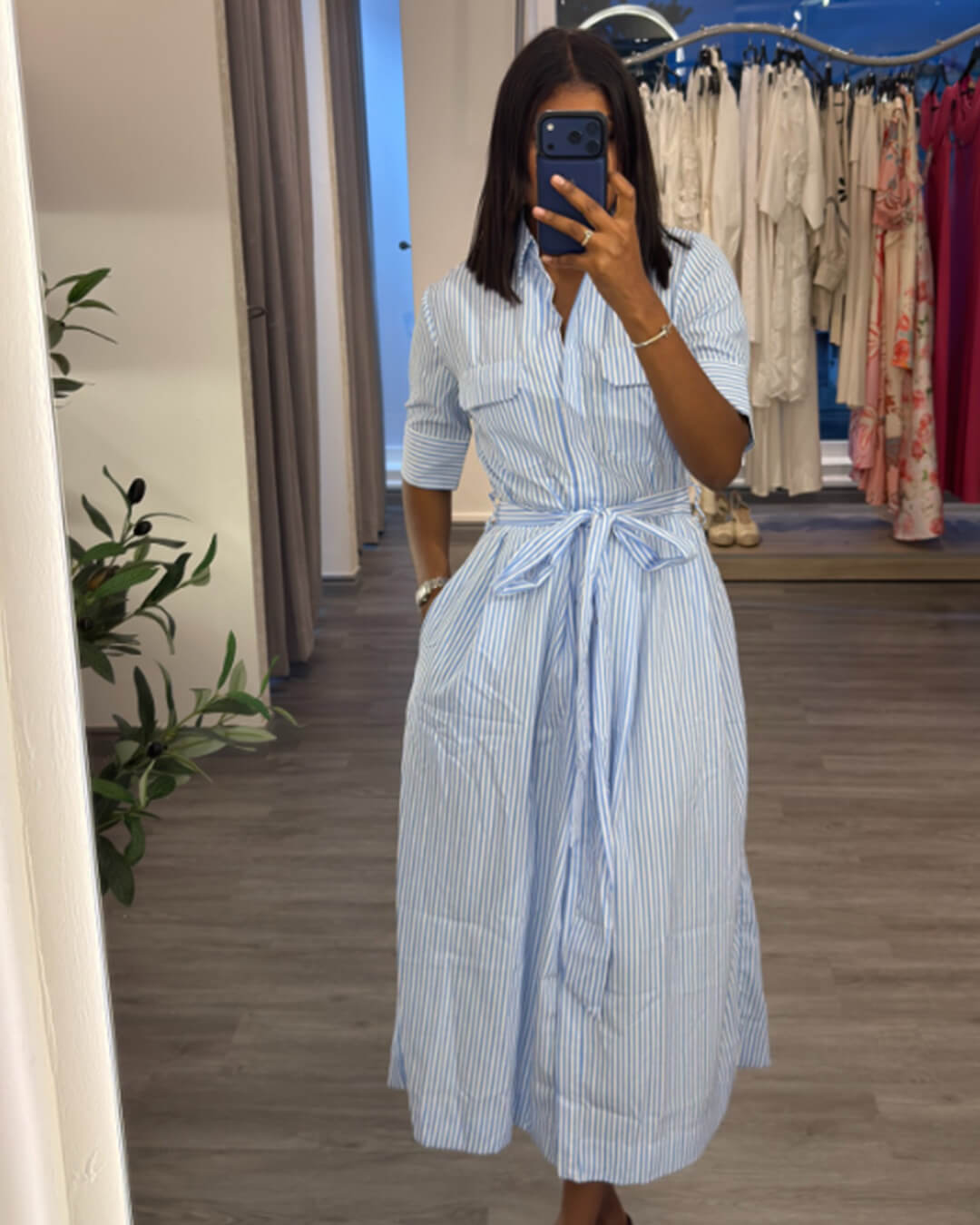 Robe maxi Winona rayée à col lacé