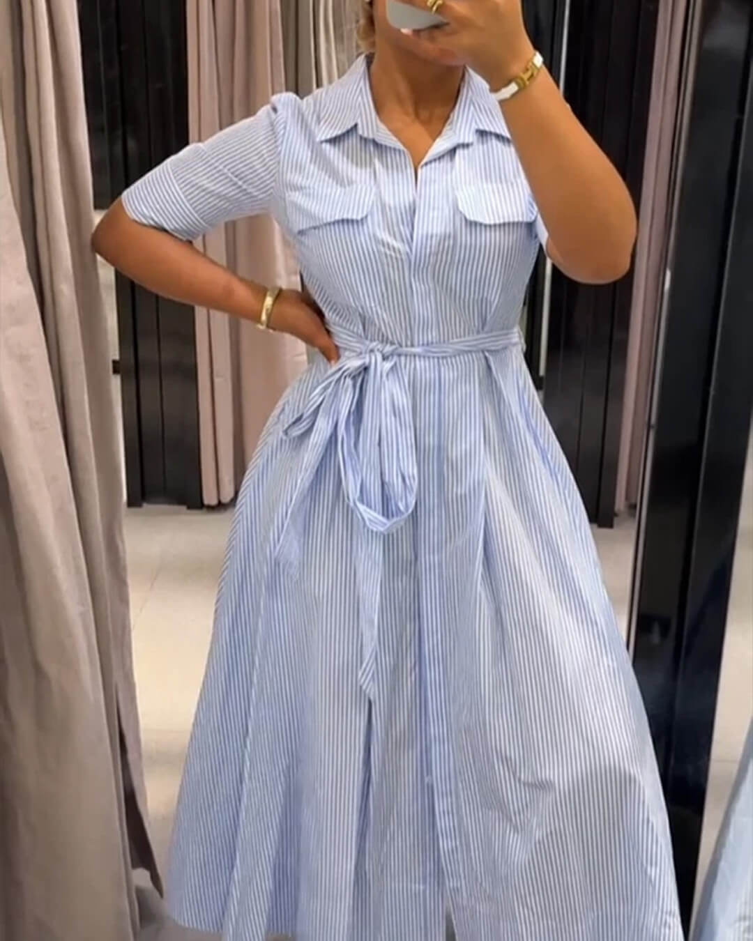 Robe maxi Winona rayée à col lacé