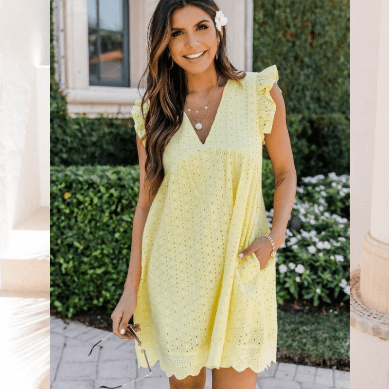 Robe courte sans manches Sylvie col V