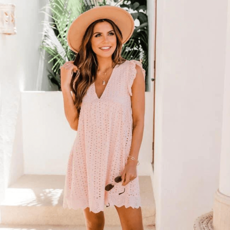 Robe courte sans manches Sylvie col V