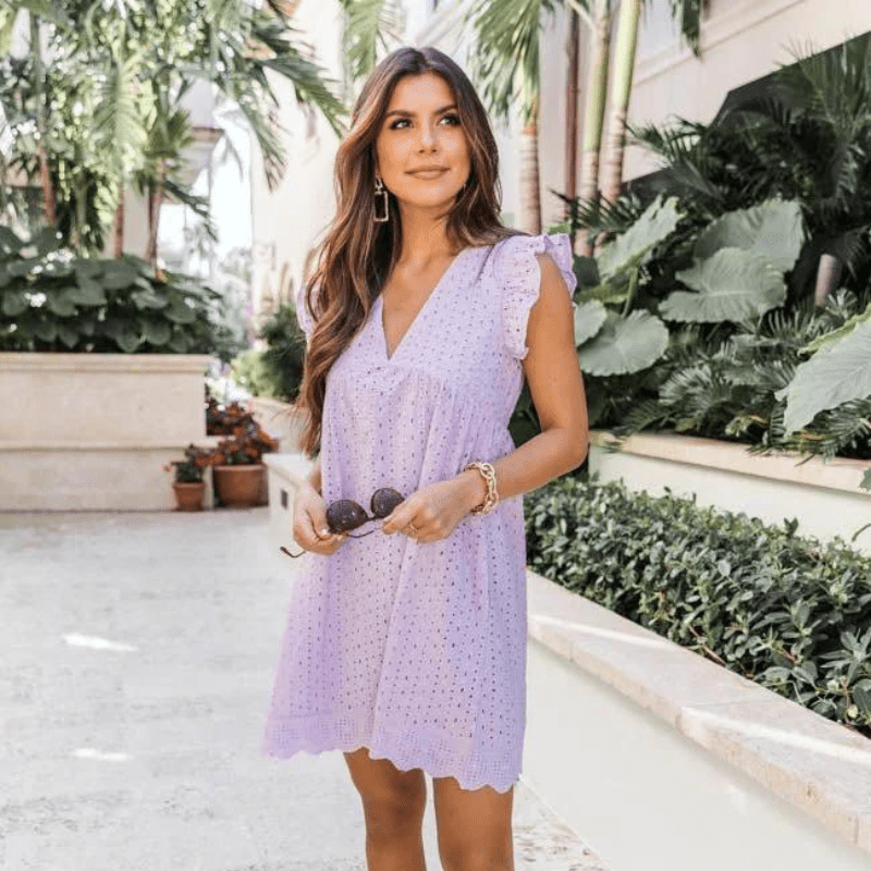 Robe courte sans manches Sylvie col V