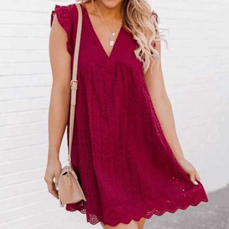 Robe courte sans manches Sylvie col V