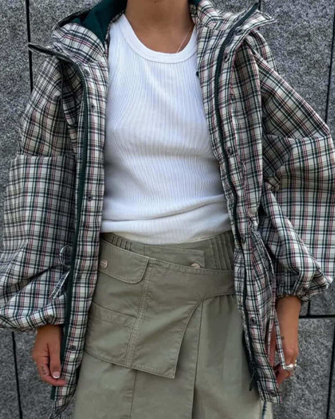 Veste à capuche rétro à carreaux Gina