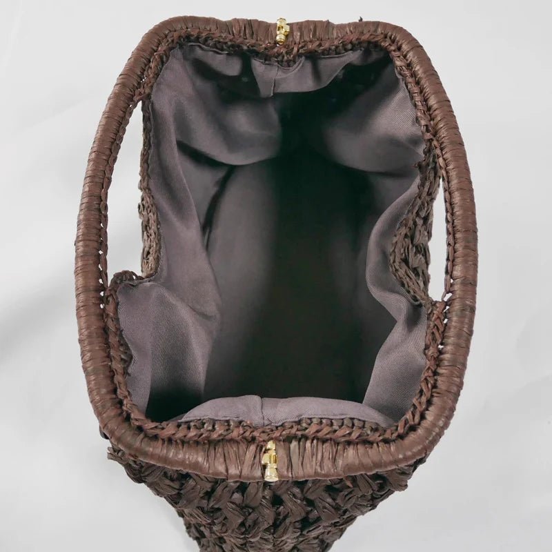 Pochette coquillage en paille tressée Sophia