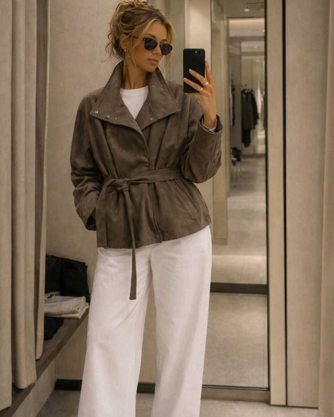 Veste en daim à lacets Rebecca