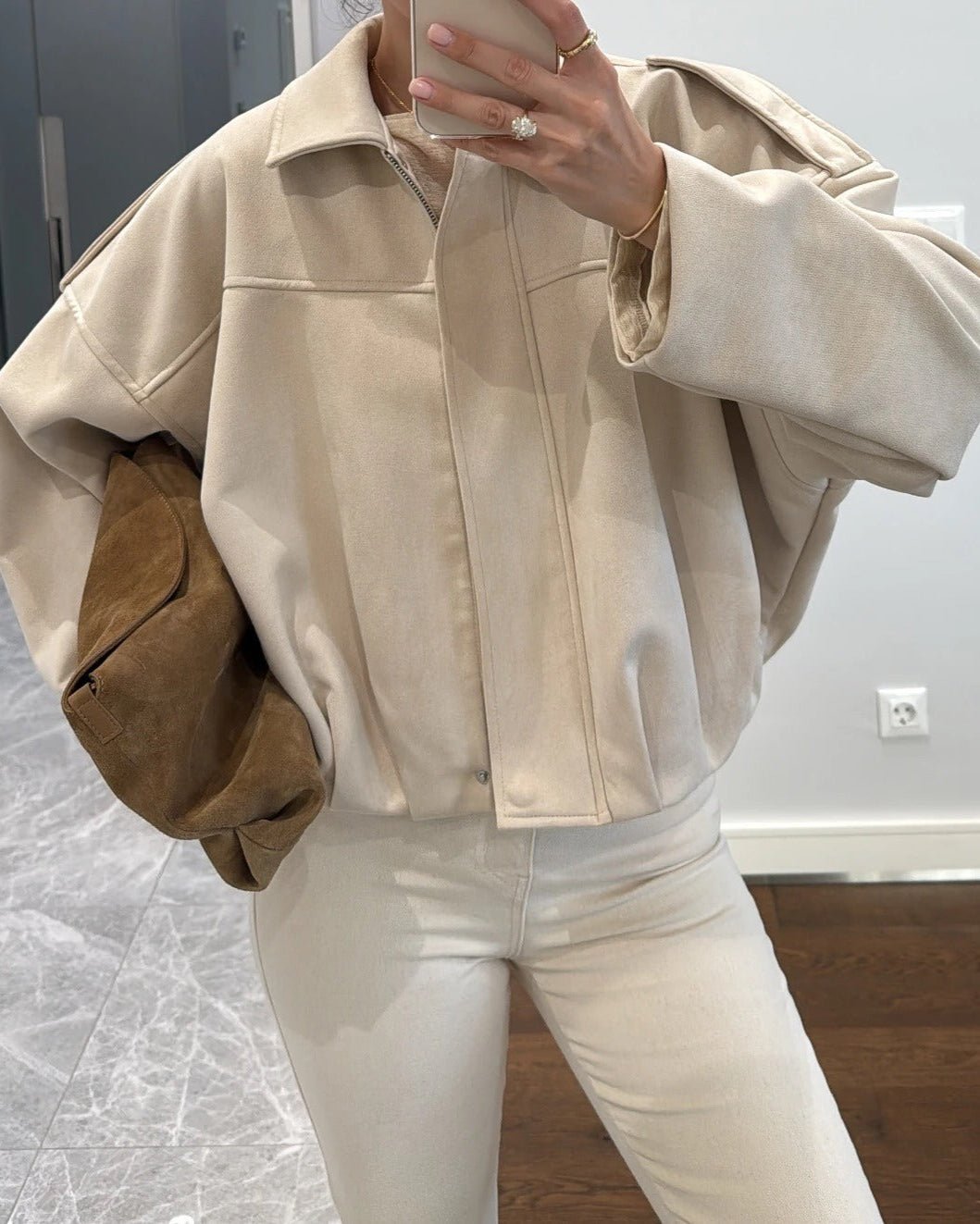 Blouson aviateur Helen en faux daim