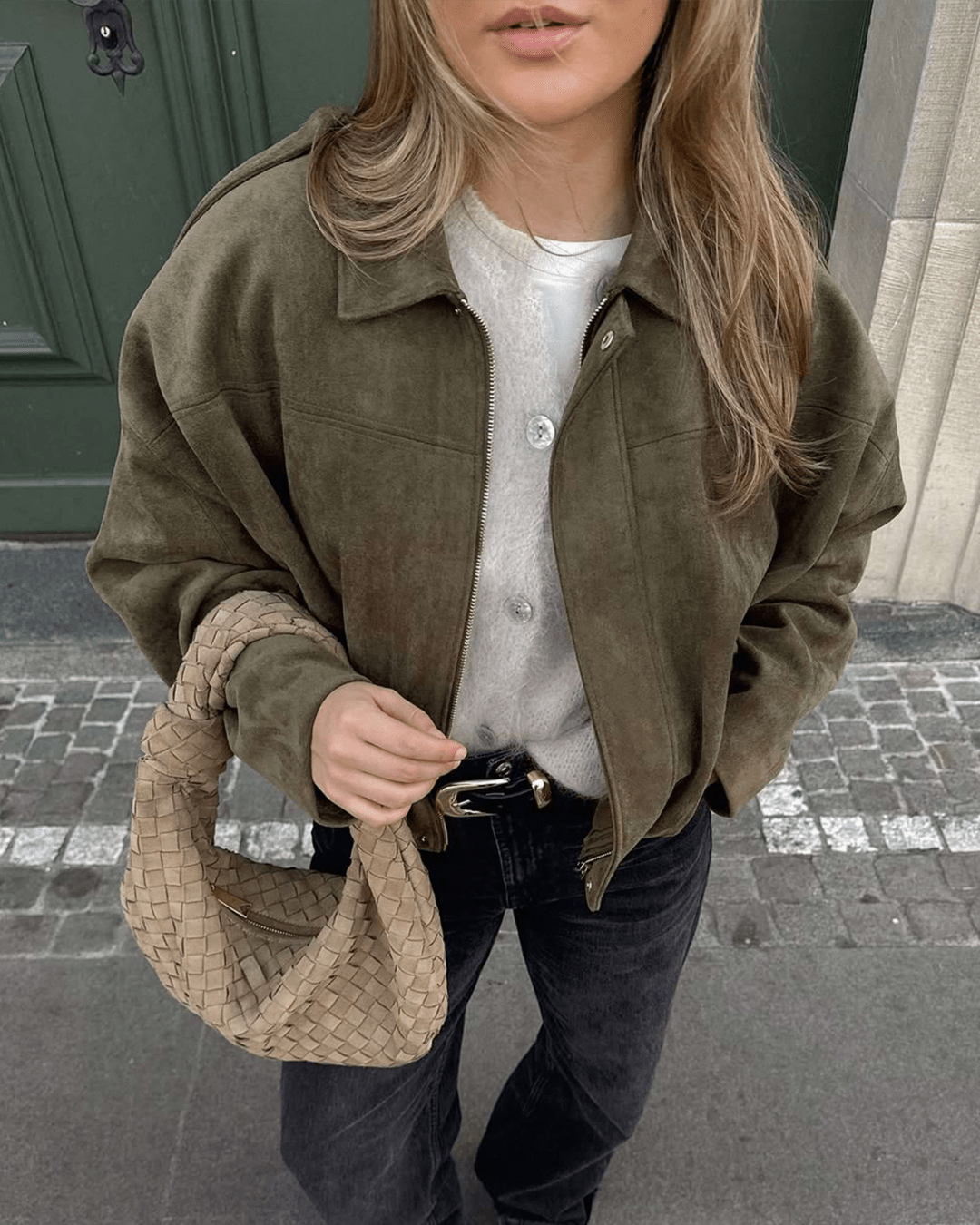 Blouson aviateur Helen en faux daim