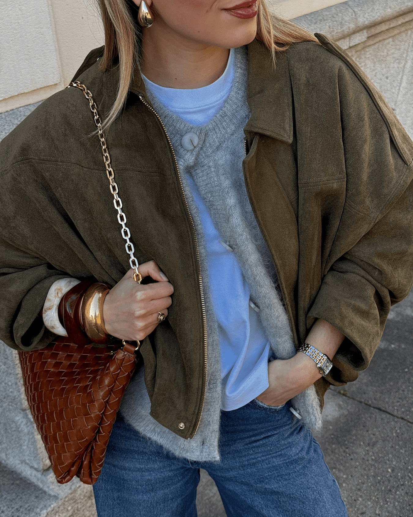 Blouson aviateur Helen en faux daim