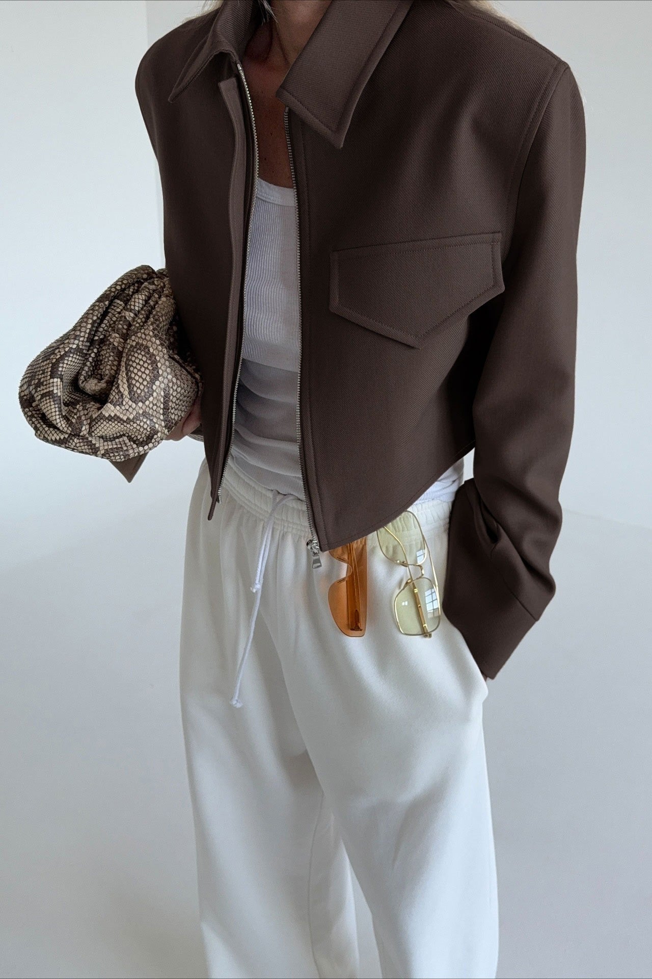 Veste zippée Amélie marron