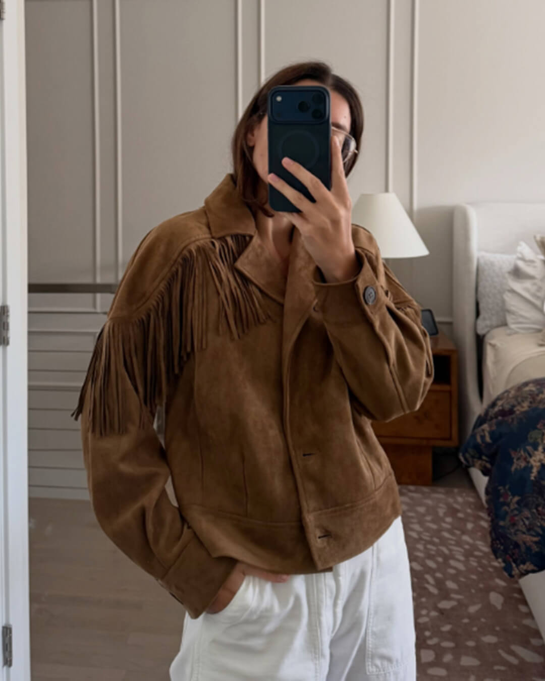 Veste western à franges Julie en faux suède