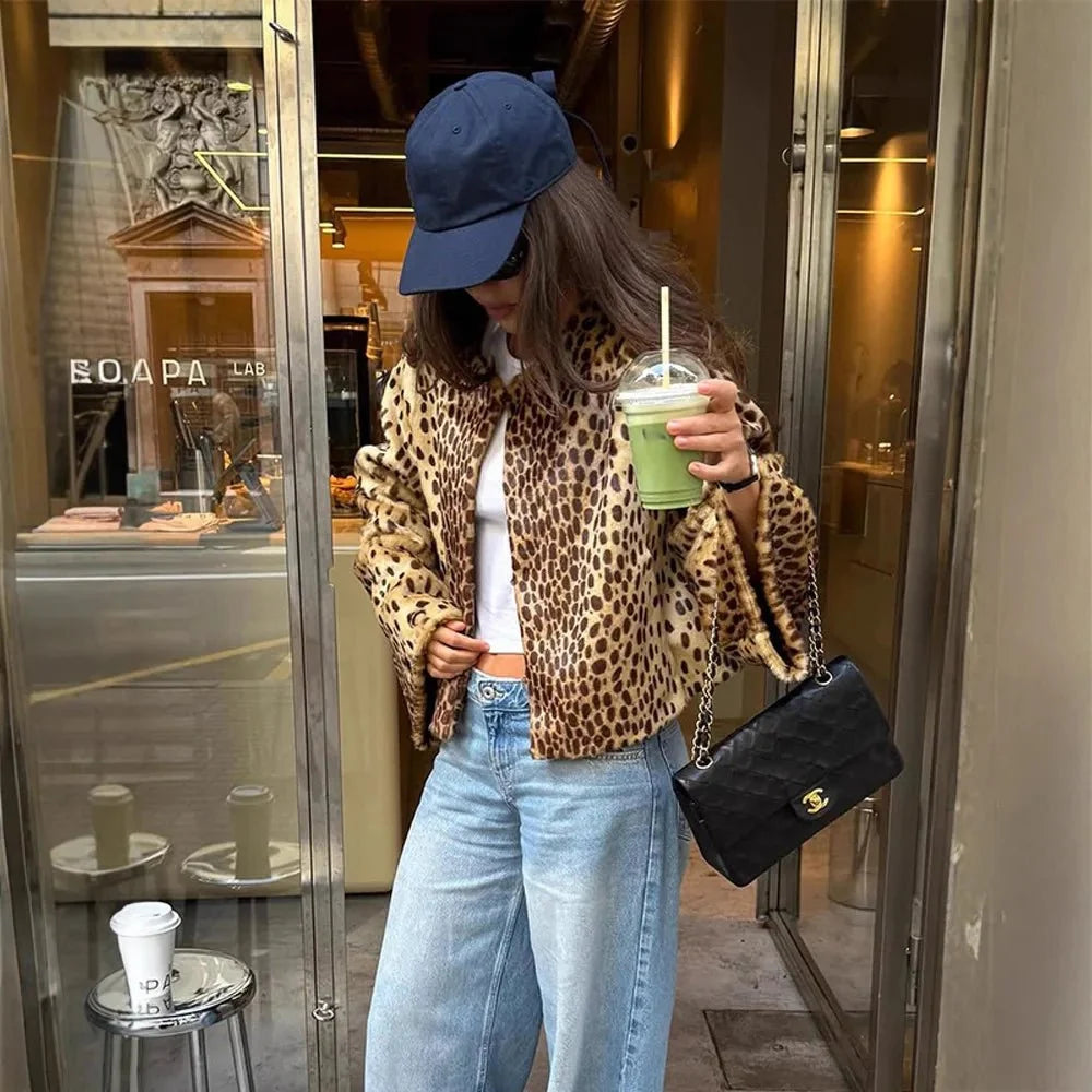 Veste en fausse fourrure léopard Katie