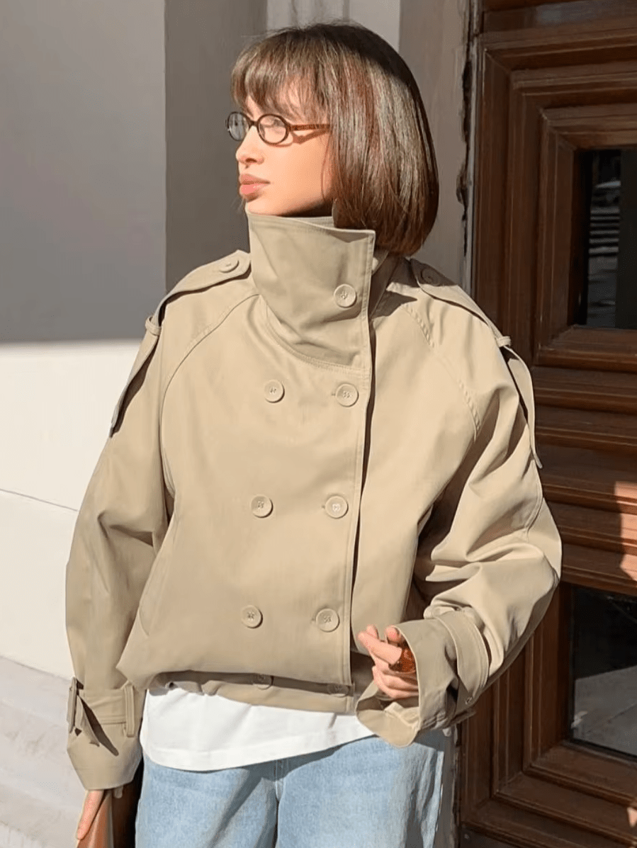 Veste trench courte à col montant Natalie