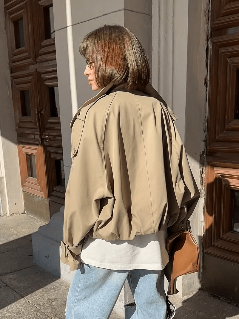 Veste trench courte à col montant Natalie