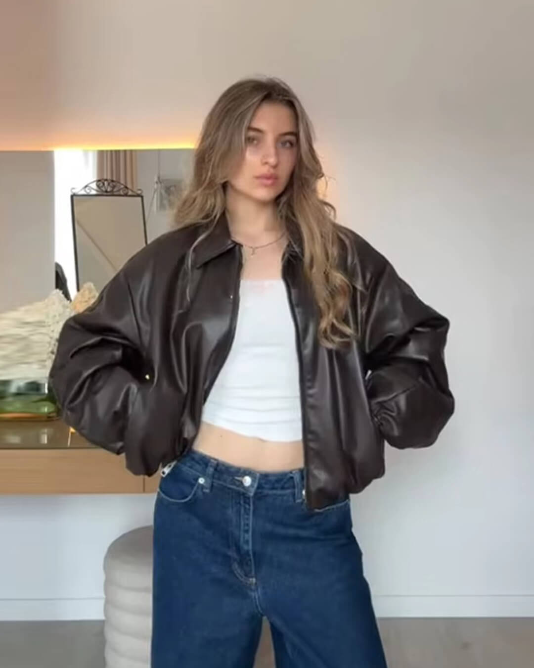 Blouson bomber Sienna en faux cuir