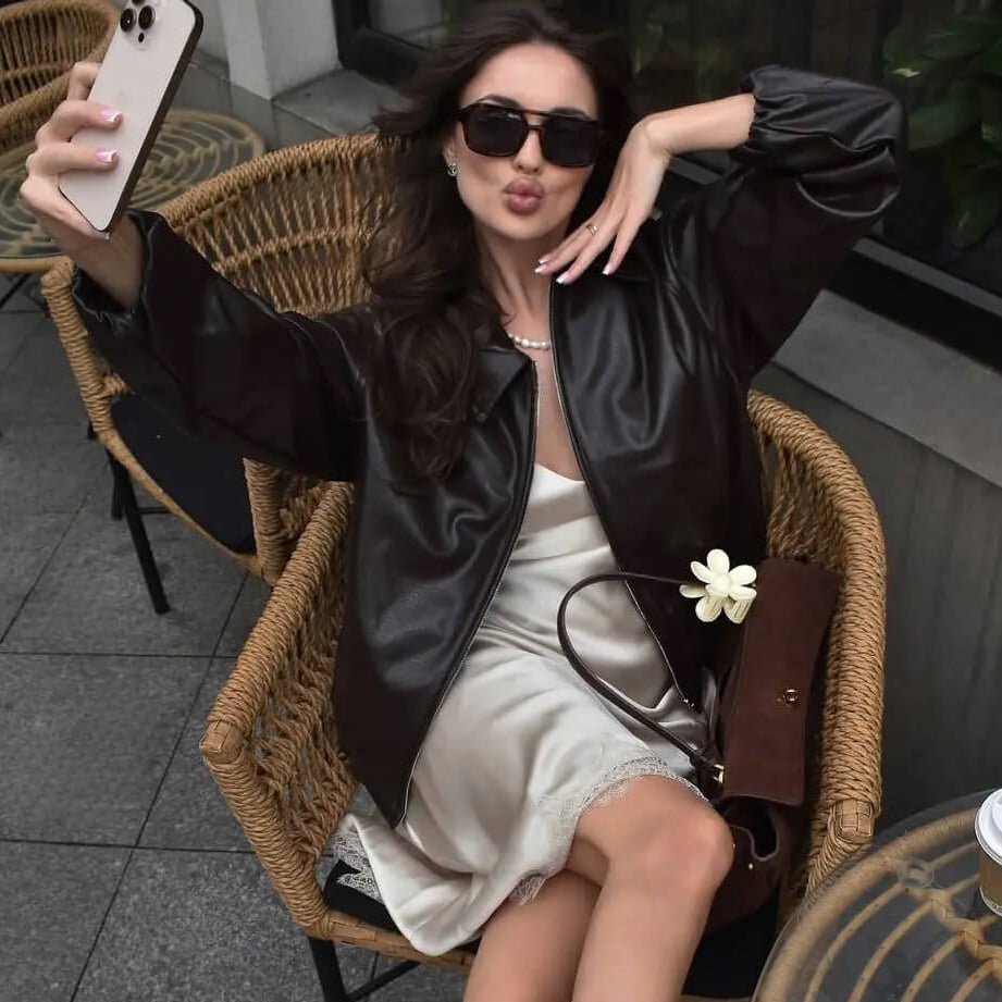 Blouson bomber Sienna en faux cuir