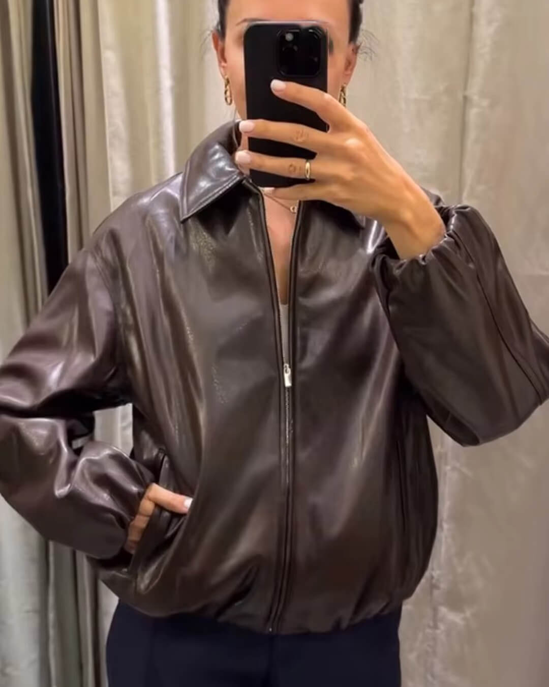 Blouson bomber Sienna en faux cuir