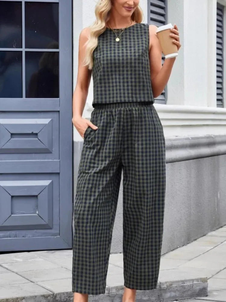 Ensemble Zinnia veste et pantalon à carreaux