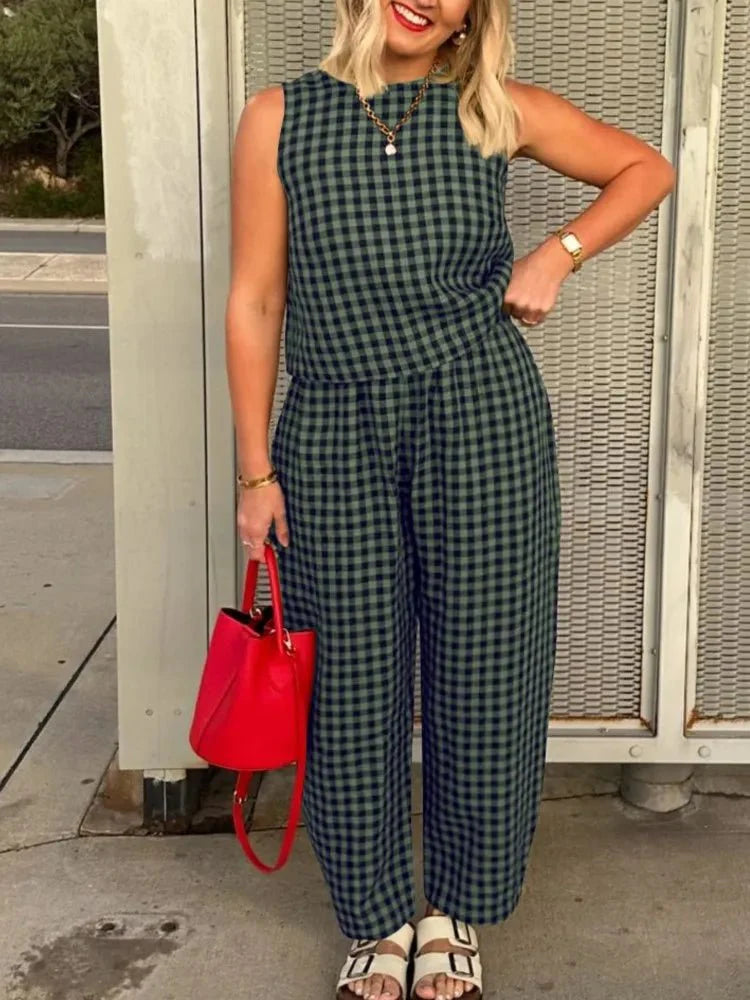 Ensemble Zinnia veste et pantalon à carreaux