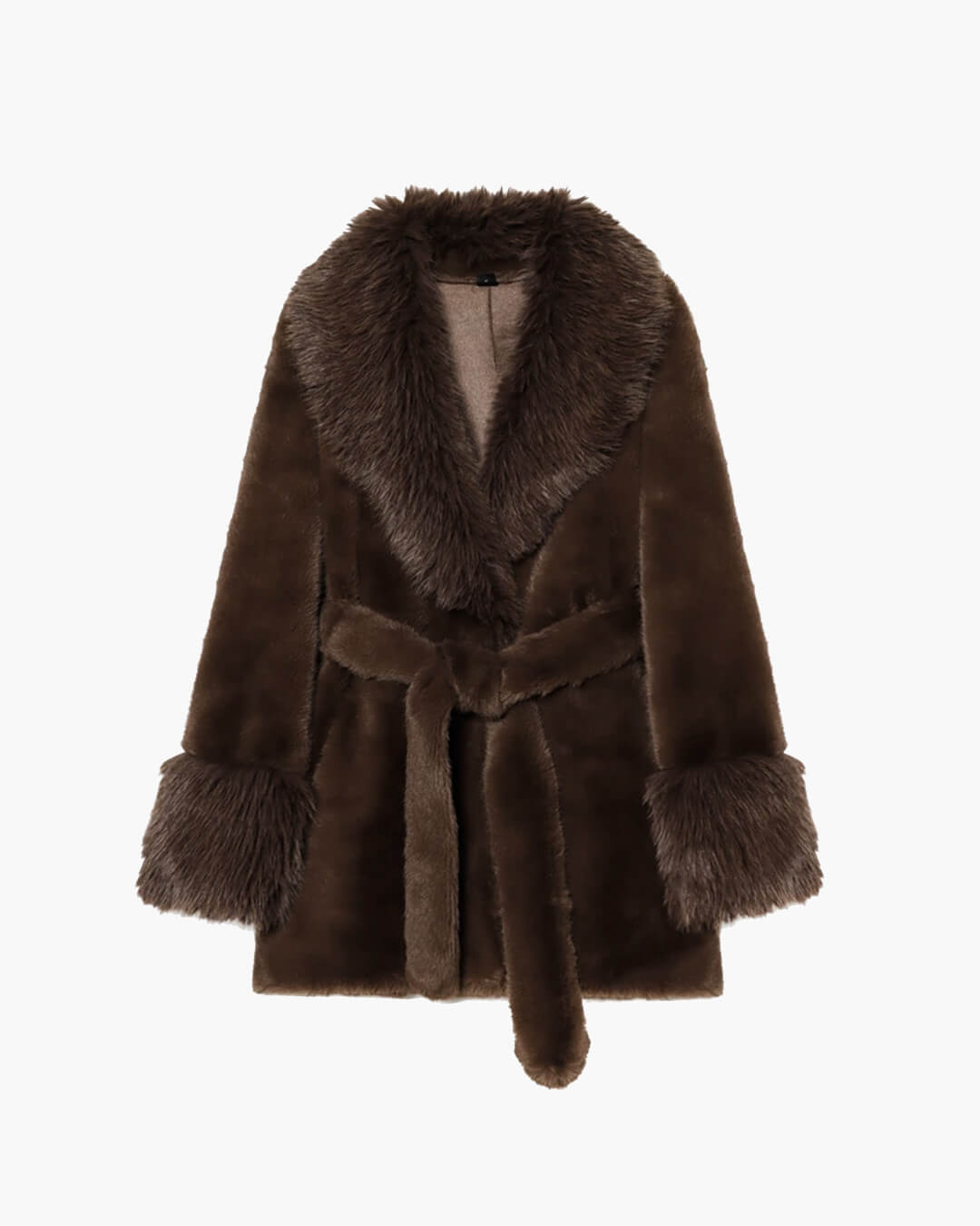 Eva Manteau Ceinturé en Fourrure Synthétique
